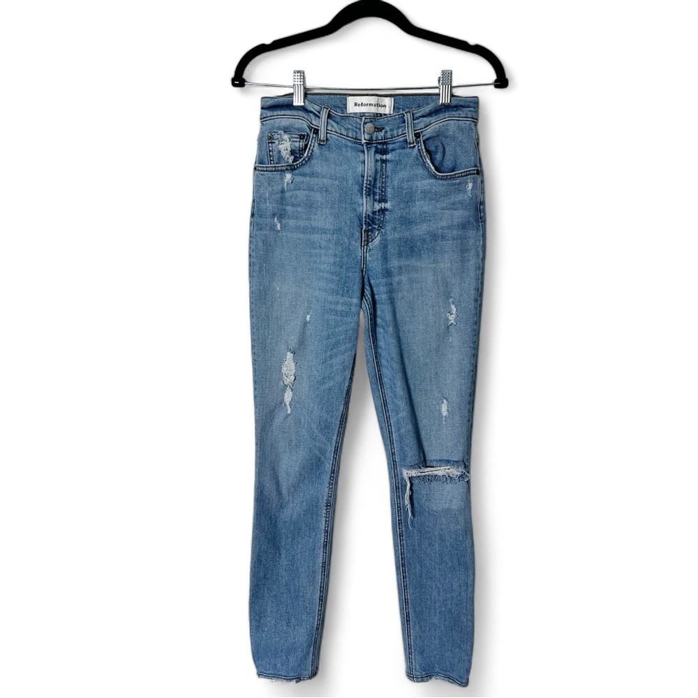 Reformation‎ - Women’s High Skinny Distressed Maui Wash Denim Jeans - Sz. 27